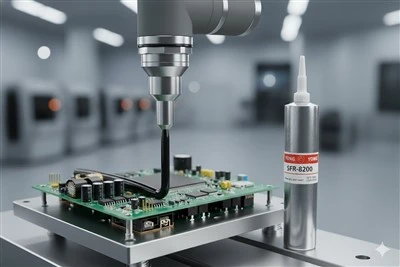 SFR-8200  RTV silicone sealant in a standard cartridge package, manufactured by Fong Yong Chemical.